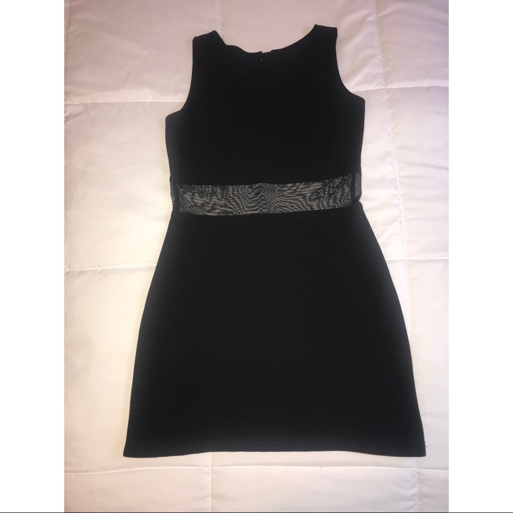 Peek-a-boo mesh little black dress